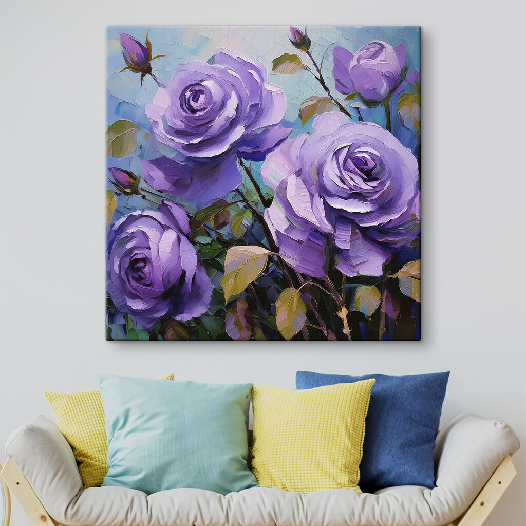 A painting of purple roses A painting of purple roses