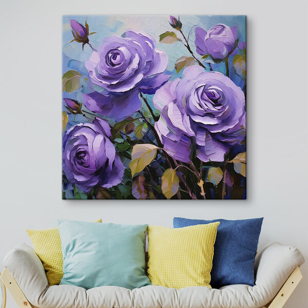 A painting of purple roses A painting of purple roses