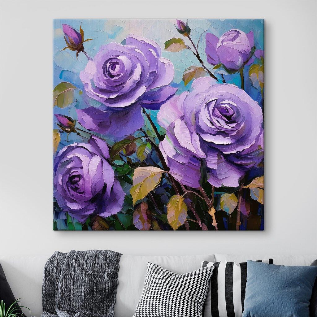 A painting of purple roses A painting of purple roses