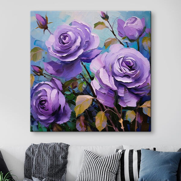 A painting of purple roses A painting of purple roses