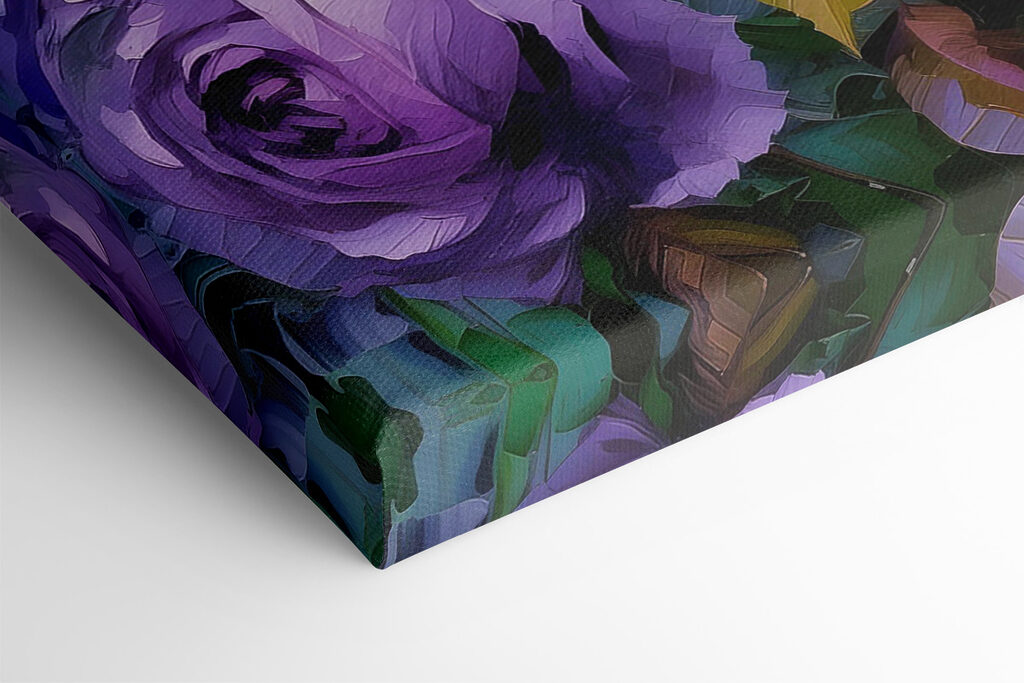 A painting of purple roses A painting of purple roses