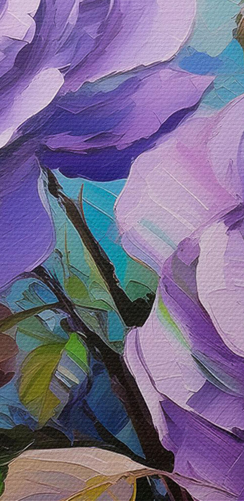 A painting of purple roses A painting of purple roses