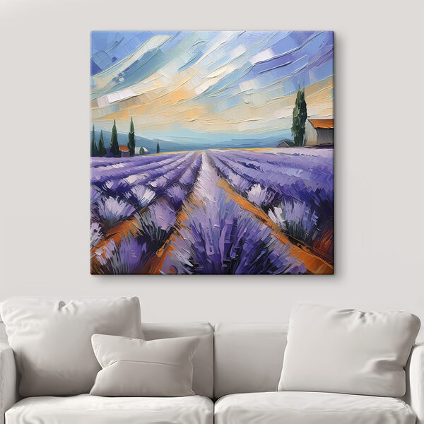 A painting of a lavender field