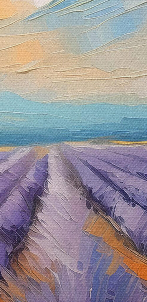 A painting of a lavender field