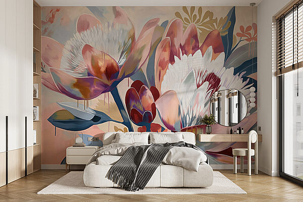 Fotomurales Fotomurales Una pintura de flores sobre una superficie (SKU: w07939)
