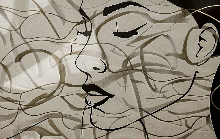 El dibujo de la cara de una mujer