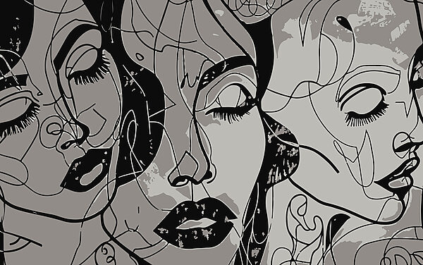 Una imagen en blanco y negro del rostro de una mujer Una imagen en blanco y negro del rostro de una mujer