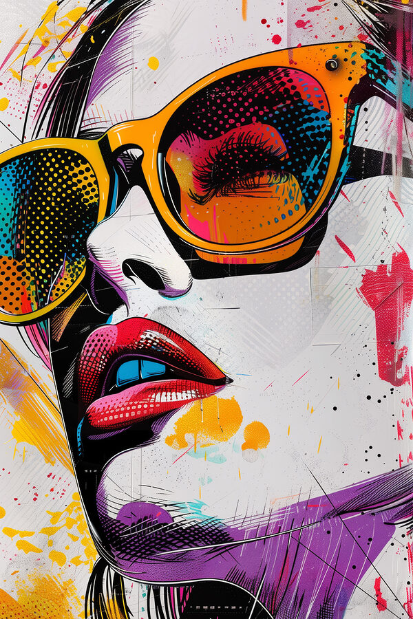A painting of a woman wearing sunglasses A painting of a woman wearing sunglasses