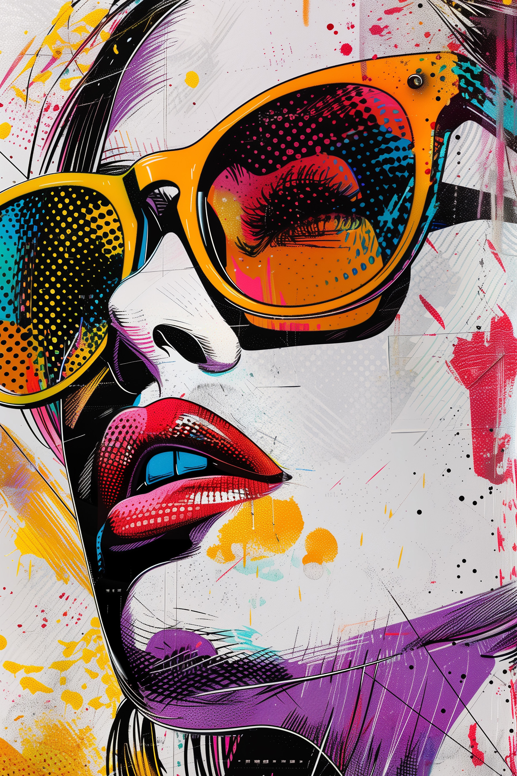 A painting of a woman wearing sunglasses A painting of a woman wearing sunglasses