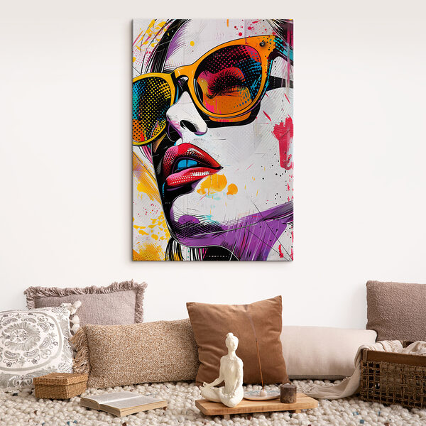 A painting of a woman wearing sunglasses A painting of a woman wearing sunglasses