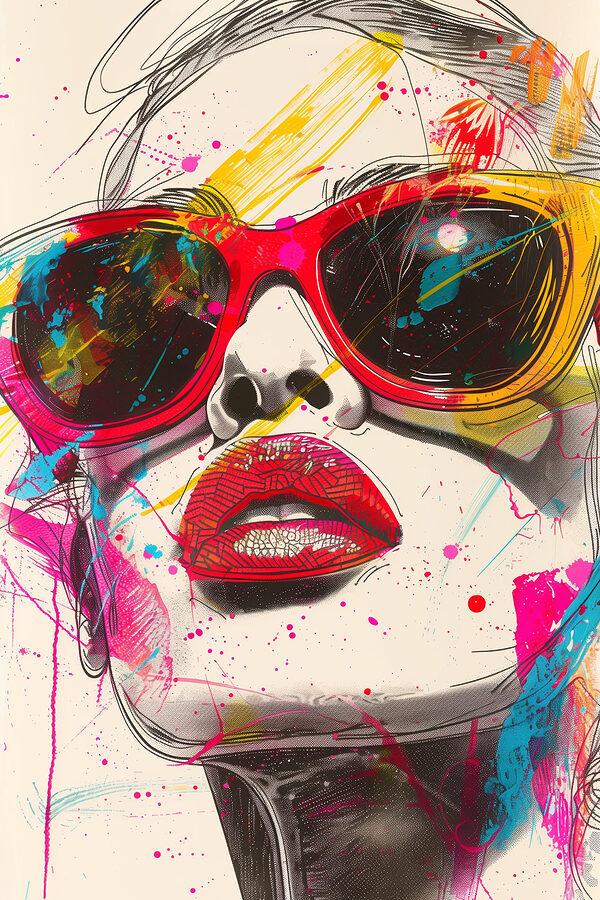 A woman wearing sunglasses and lips