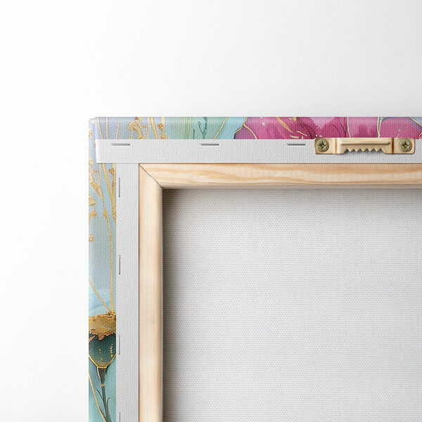 A painting of flowers on a blue background A painting of flowers on a blue background