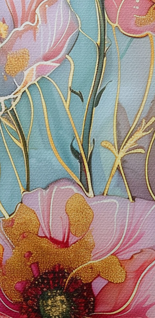 A painting of flowers on a blue background A painting of flowers on a blue background