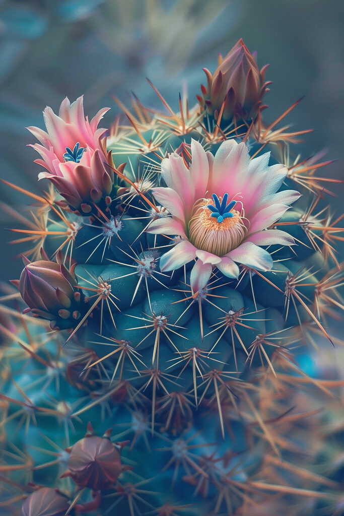 A cactus with pink flowers A cactus with pink flowers