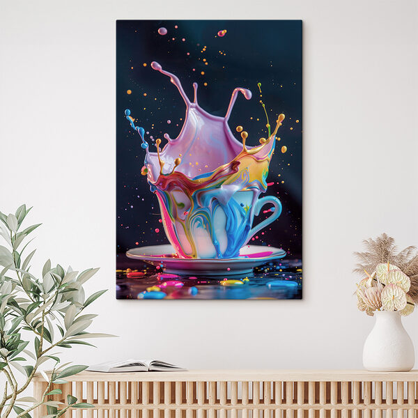 Cuadros Un líquido de colores que salpica dentro de una taza (SKU: s39218) Cuadros Cuadros Un líquido de colores que salpica dentro de una taza (SKU: s39218)