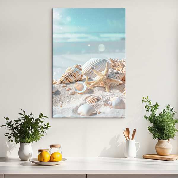 Cuadros Un grupo de conchas y estrellas de mar sobre la arena (SKU: s39221) Cuadros Cuadros Un grupo de conchas y estrellas de mar sobre la arena (SKU: s39221)