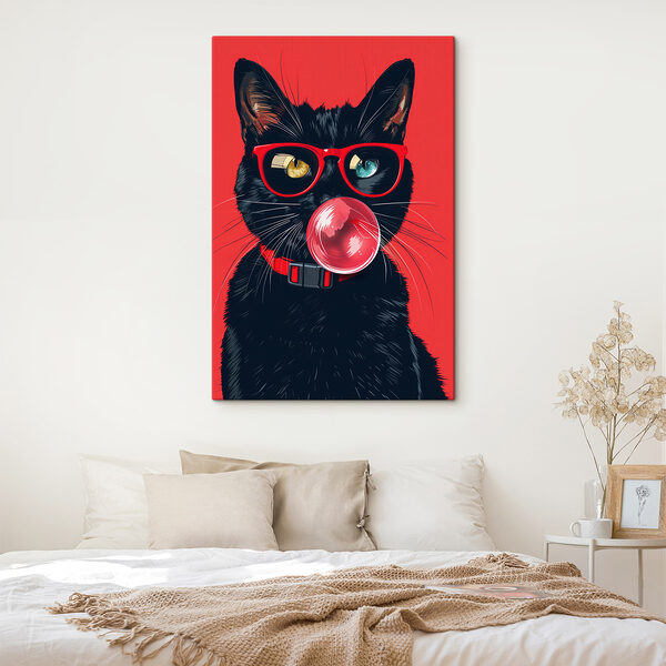 Cuadros Un gato con gafas de sol y chicle (SKU: s39224) Cuadros Cuadros Un gato con gafas de sol y chicle (SKU: s39224)