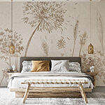 Fotomurales Dibujo de dientes de león y trigo