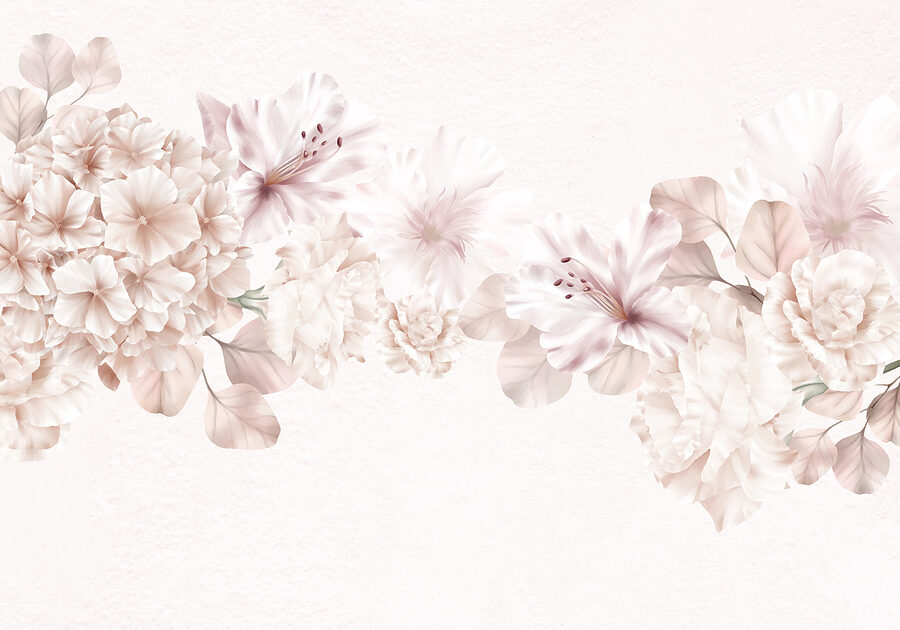 Grupo de flores sobre fondo blanco