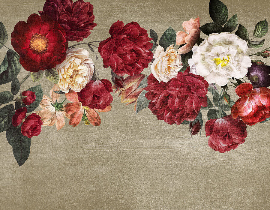 Fotomurales Grupo de flores sobre fondo gris - Imagen 7