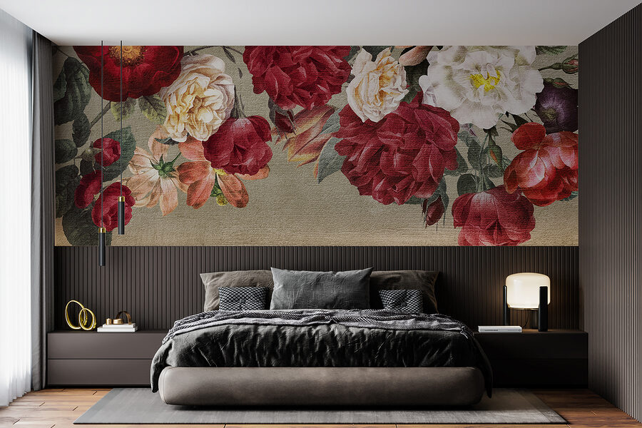 Fotomurales Grupo de flores sobre fondo gris - Imagen 2