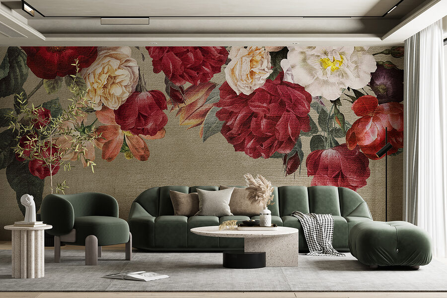 Fotomurales Grupo de flores sobre fondo gris - Imagen 6