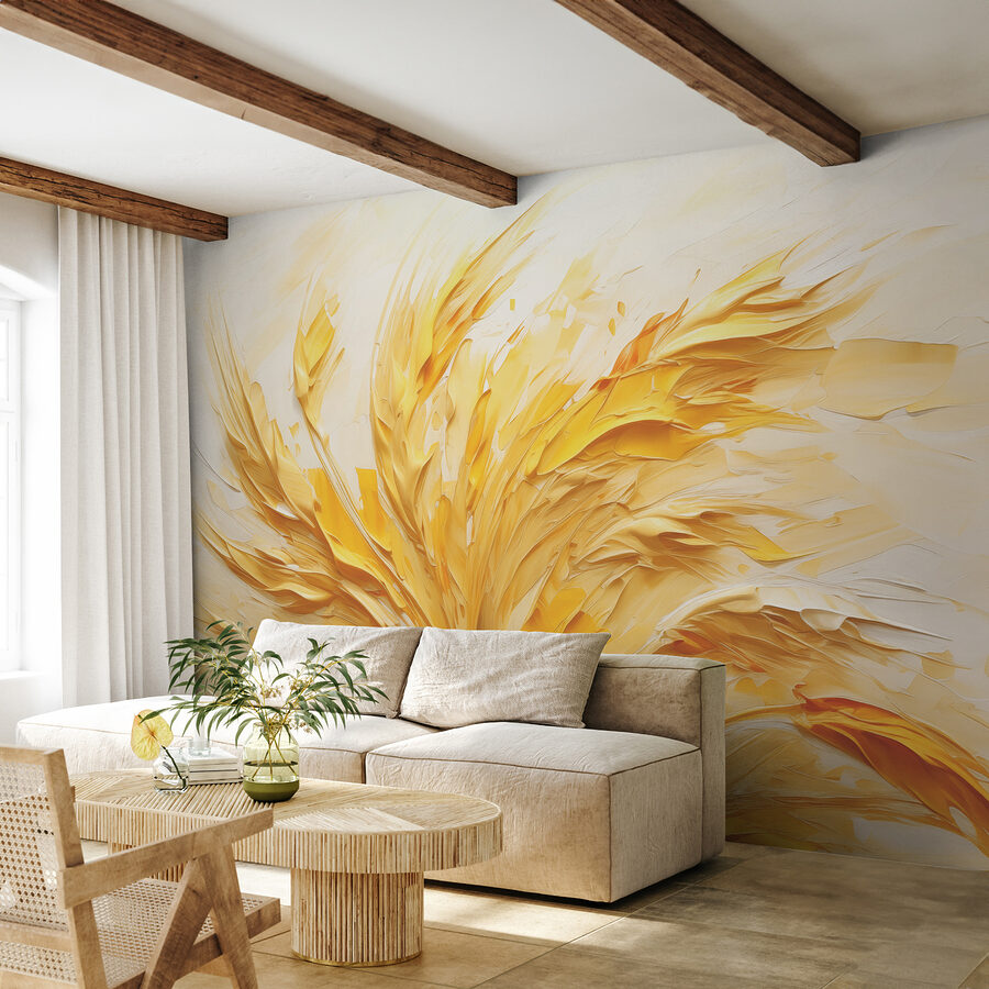 Pintura amarilla y blanca