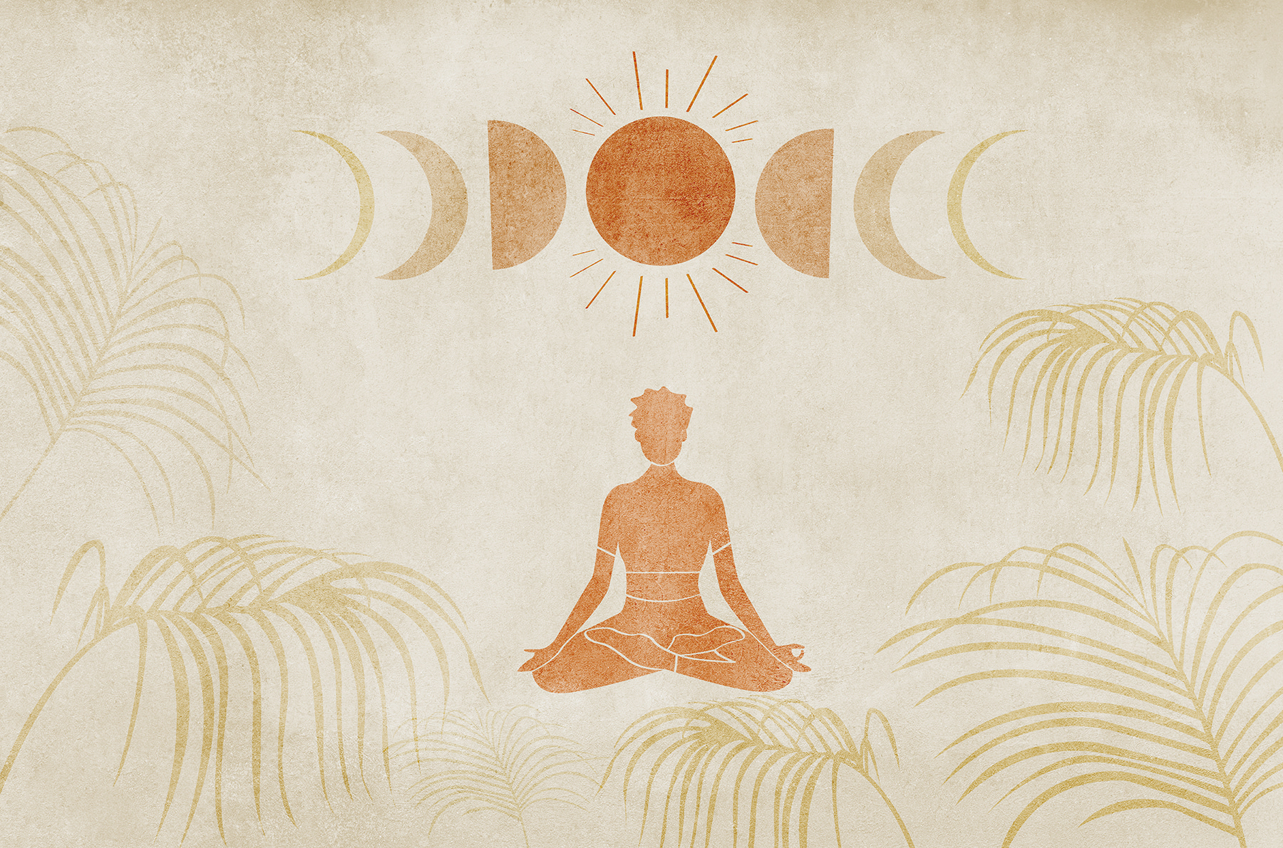 Drawing of a person meditating in the middle of a field