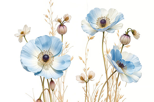 Group of blue and white flowers Group of blue and white flowers