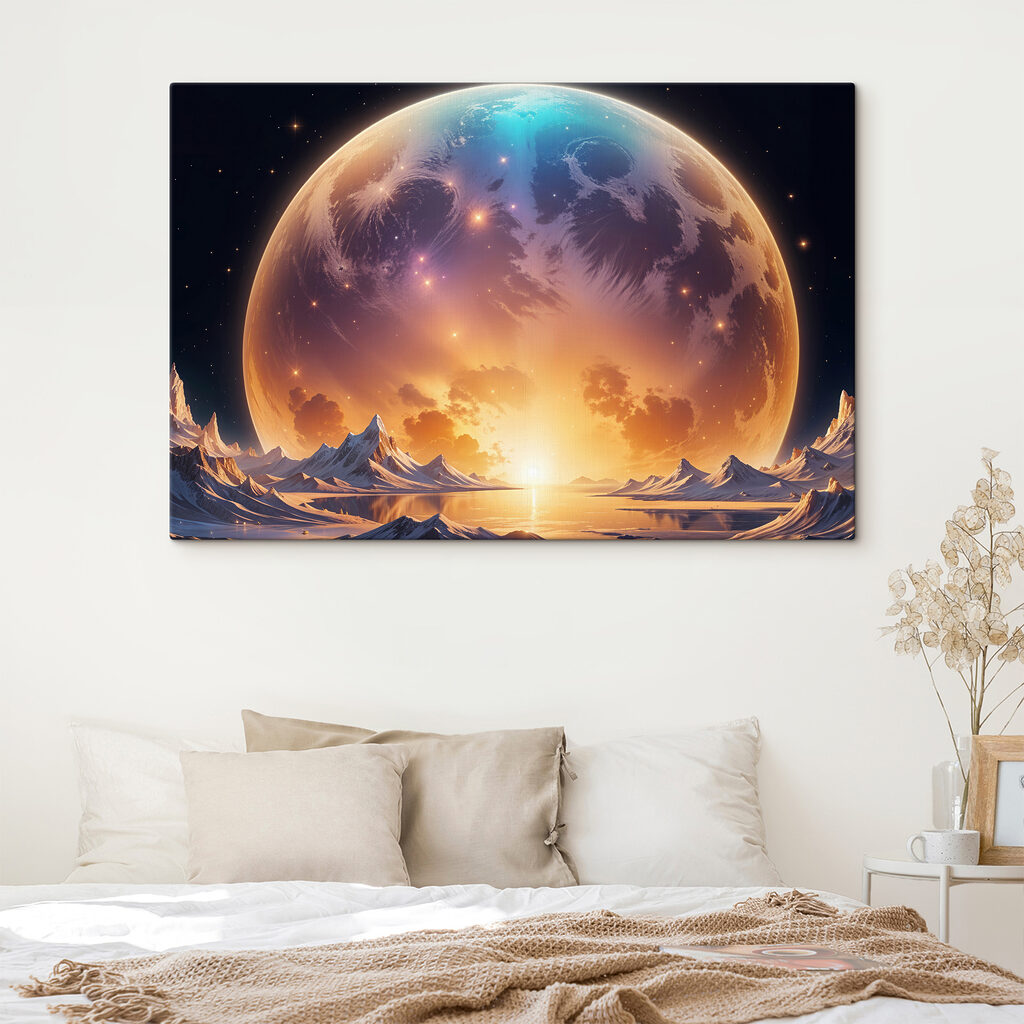 Planet with a sunset over water Planet with a sunset over water