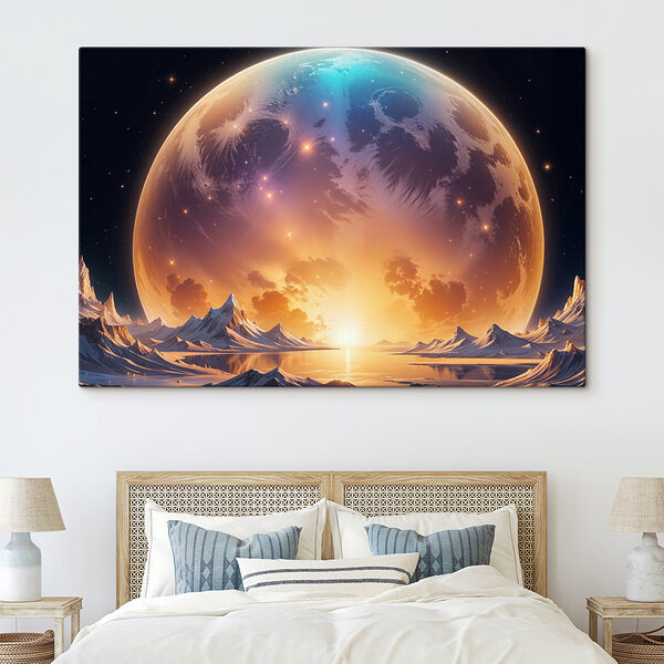 Planet with a sunset over water Planet with a sunset over water