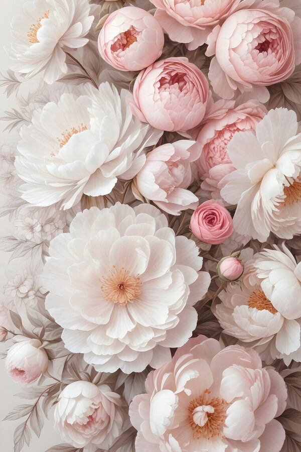 Group of white and pink flowers