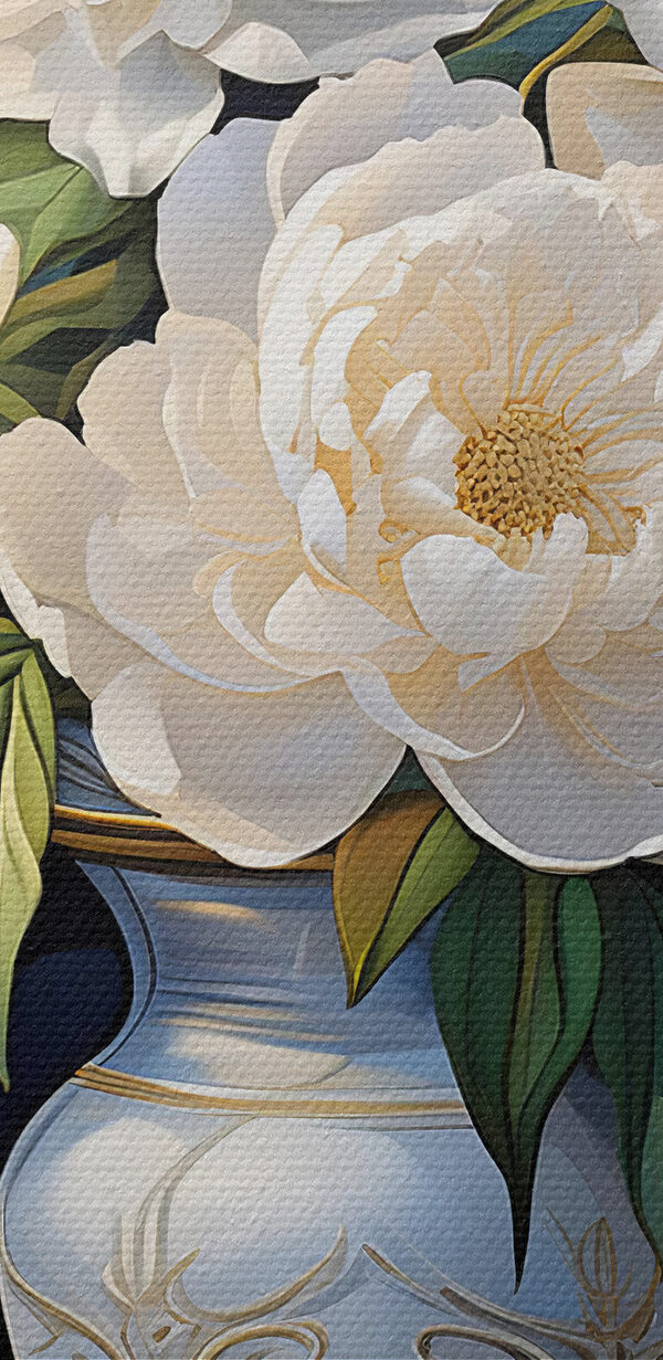 Painting of white flowers in a vase Painting of white flowers in a vase