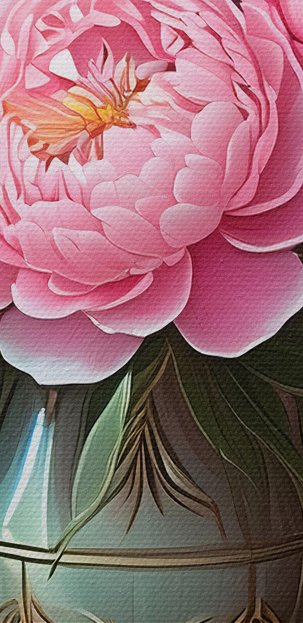 Painting of pink flowers in a vase Painting of pink flowers in a vase