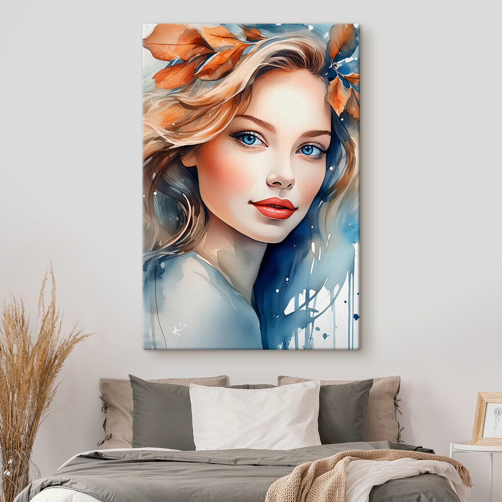 Woman with blue eyes and red lips Woman with blue eyes and red lips