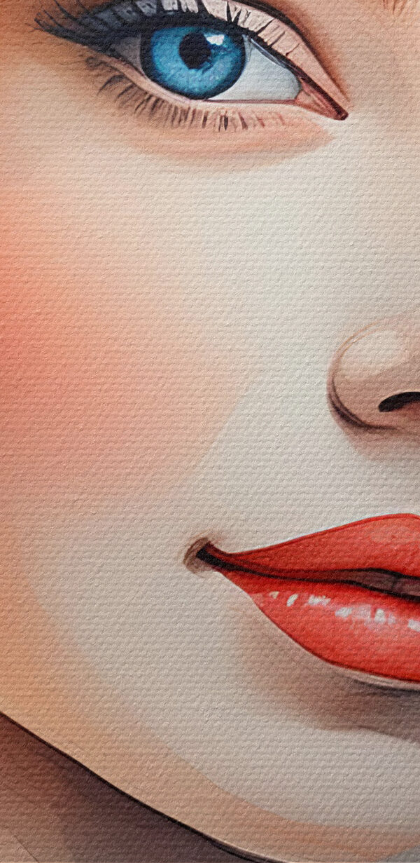 Woman with blue eyes and red lips Woman with blue eyes and red lips