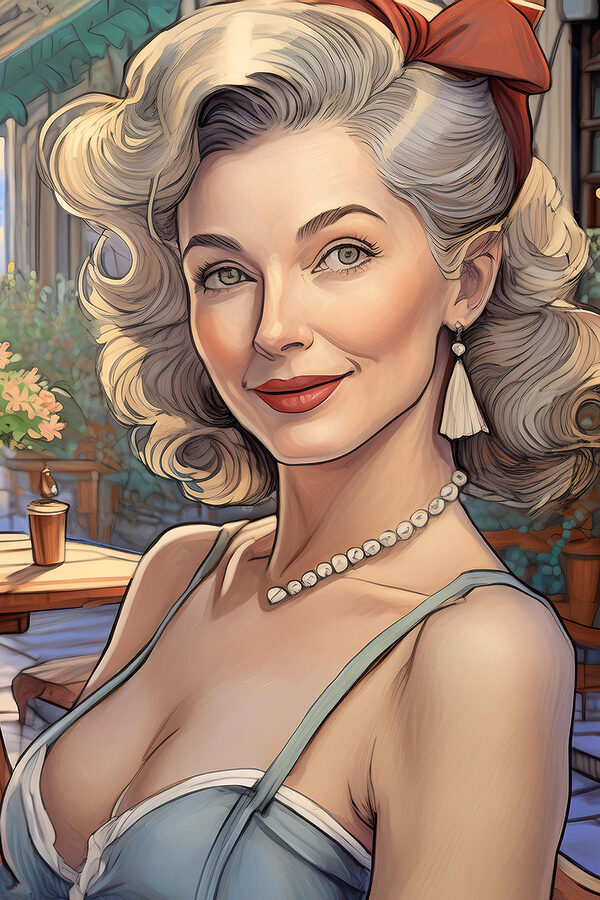 Woman with curly hair and a necklace