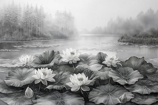 Grupo de flores blancas en un lago Grupo de flores blancas en un lago