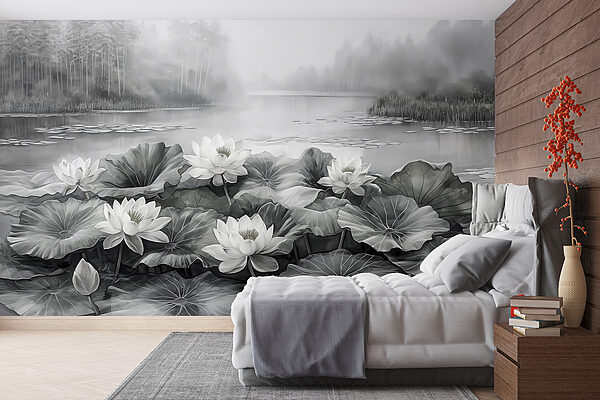 Grupo de flores blancas en un lago Grupo de flores blancas en un lago