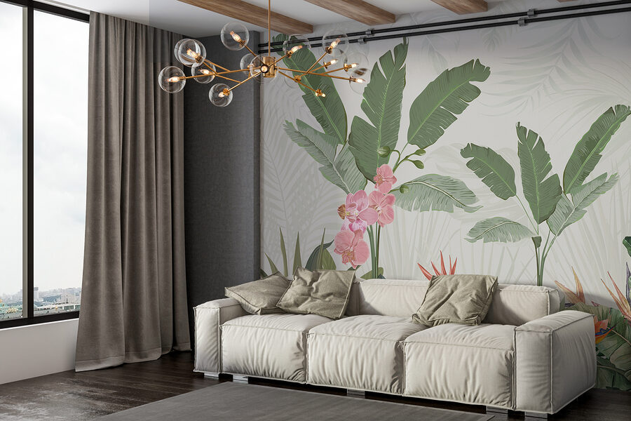 Fotomurales Papel pintado con flores y plantas - Imagen 3