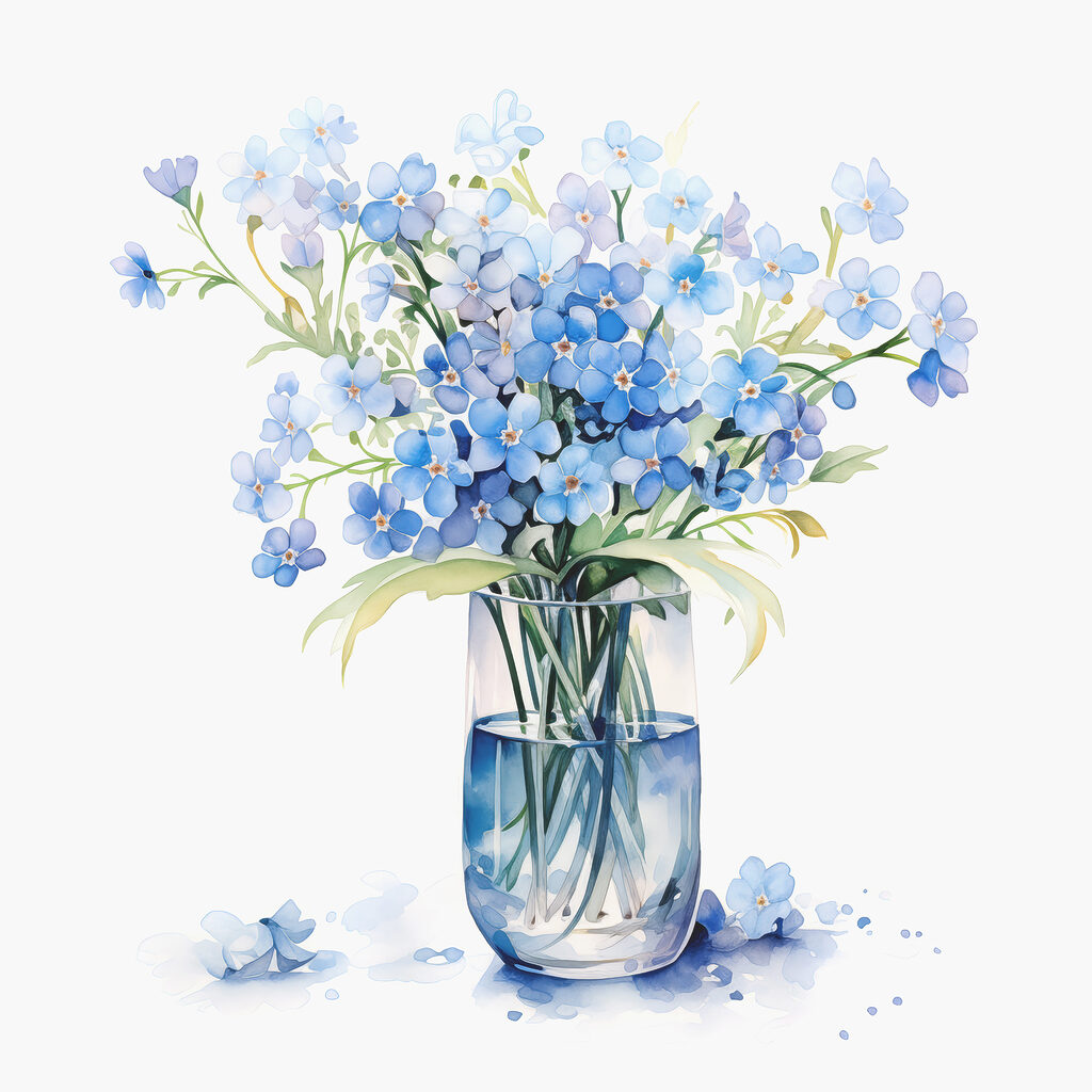 Watercolor of a vase with flowers