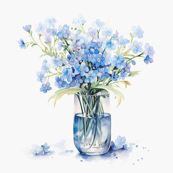 Watercolor of a vase with flowers