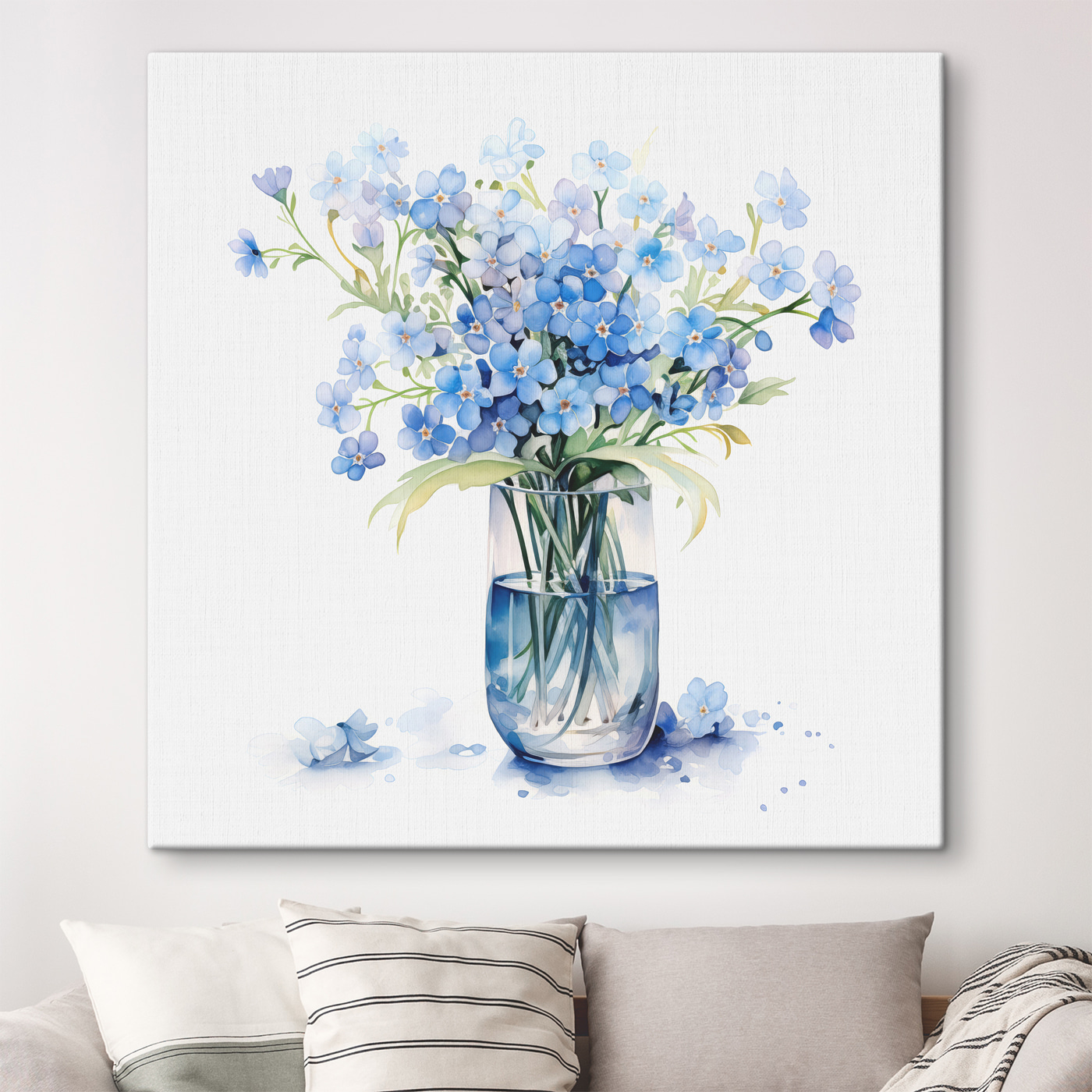 Watercolor of a vase with flowers