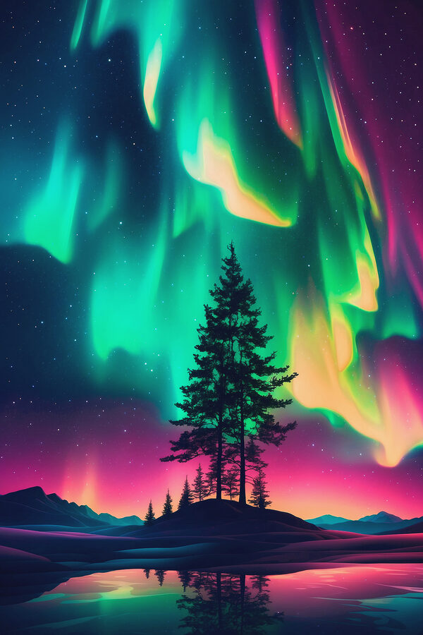 Tree in front of a colorful sky Tree in front of a colorful sky