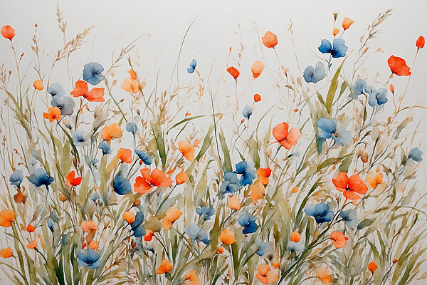 Painting of flowers and grass Painting of flowers and grass