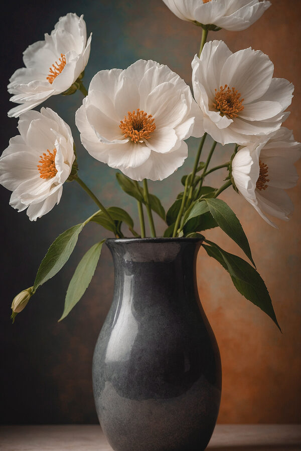 Vase with white flowers