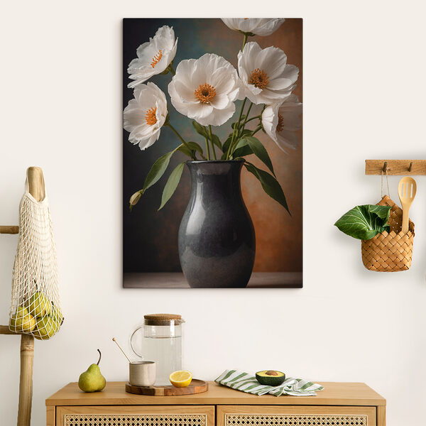 Vase with white flowers