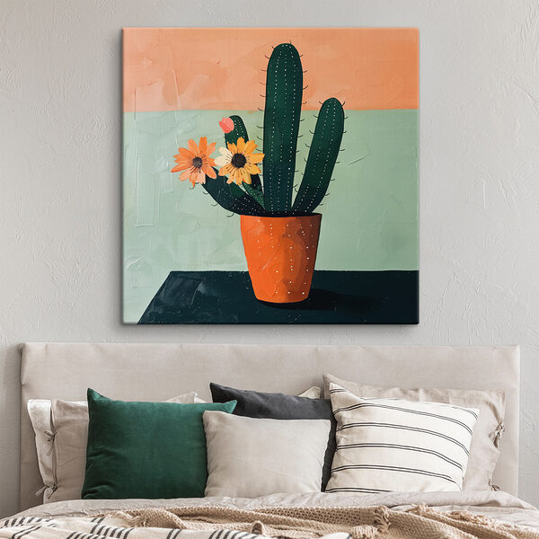 Cuadros Cuadro de un cactus con flores en una maceta (SKU: s39452) Cuadros Cuadros Cuadro de un cactus con flores en una maceta (SKU: s39452)