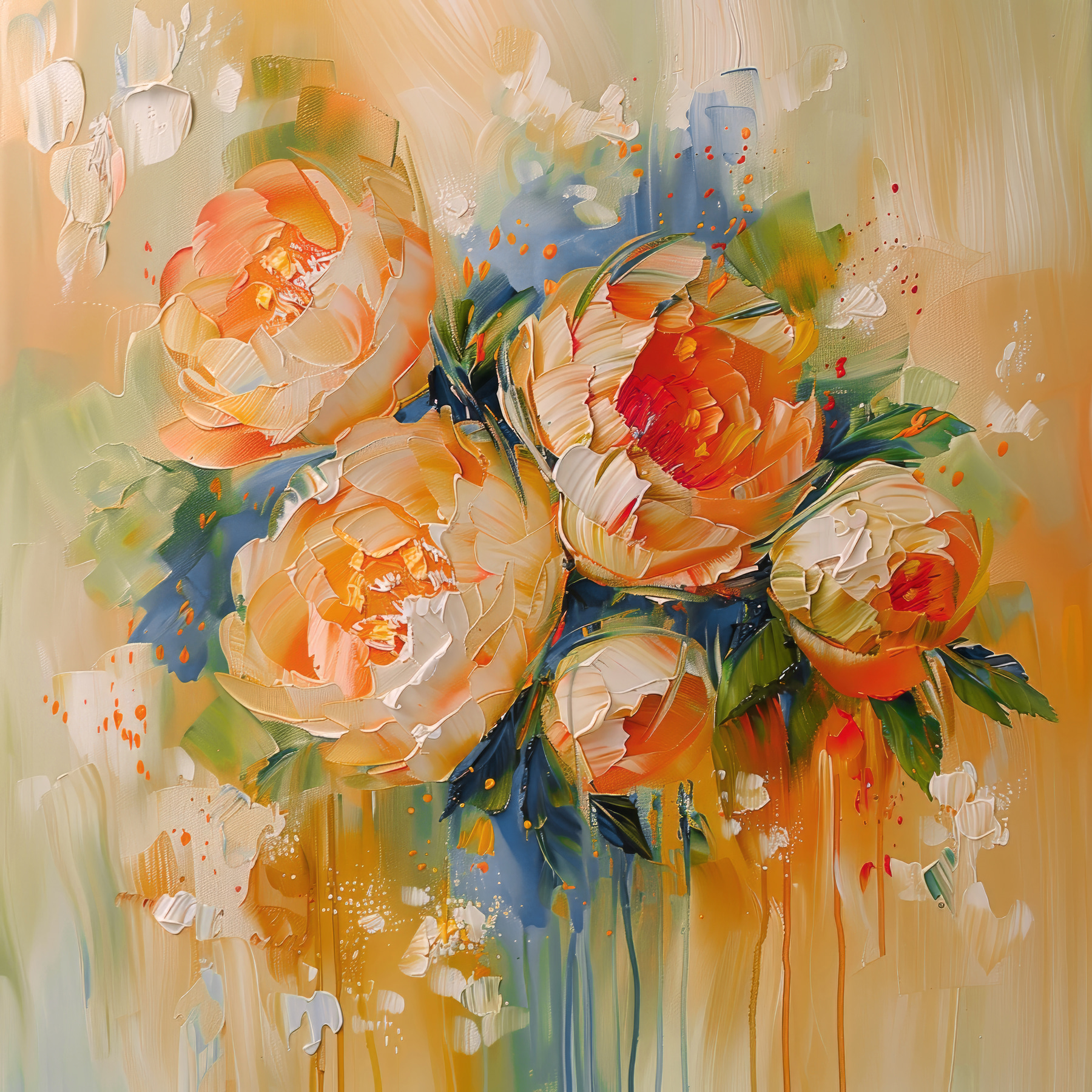 Painting of flowers on a white background Painting of flowers on a white background