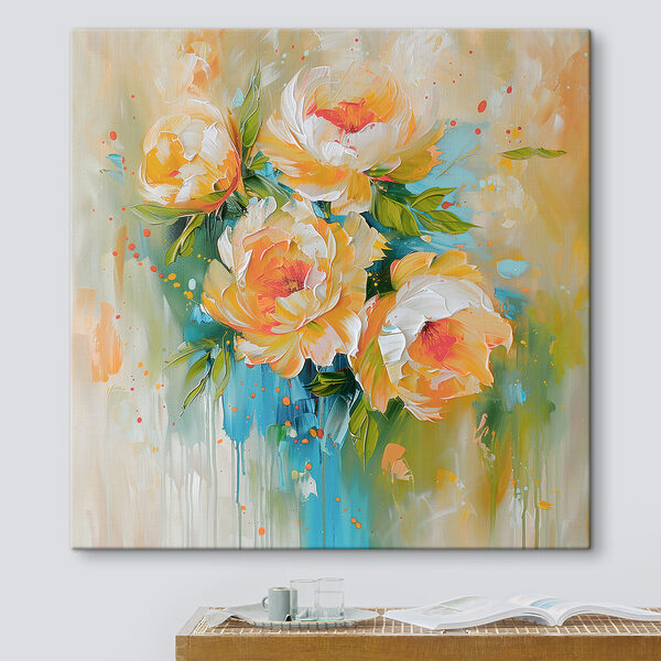 Painting of flowers on a white surface Painting of flowers on a white surface